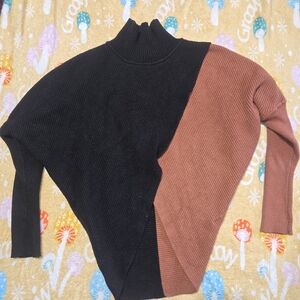 Elan Black and Brown Women's Turtleneck Sweater